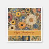 Serviette En Papier Elégant Boho Floral Thanksgiving (Devant)