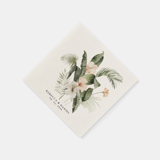 Serviette En Papier Elégant Boho Floral verdure (Coin)