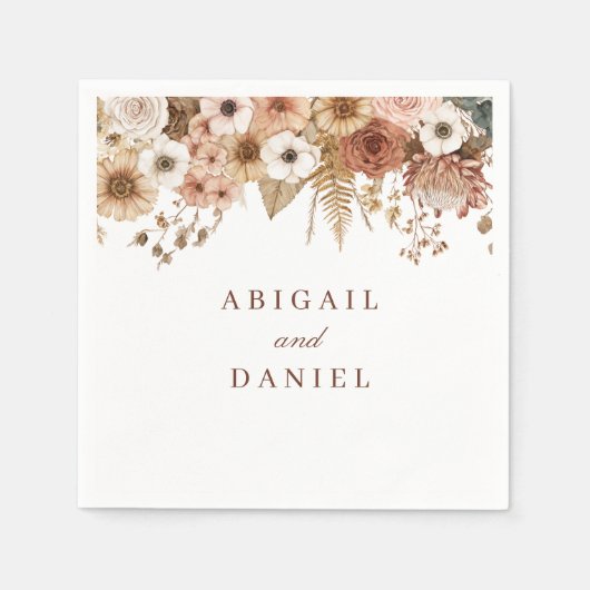 Serviette En Papier Elegant Boho Floral Wedding (Devant)