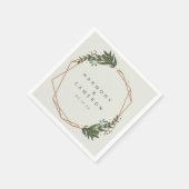 Serviette En Papier Elégant Boho Greenery Gold Mariage géométrique (Coin)