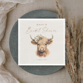 Serviette En Papier Élégant Boho Highland Cow Shower de Mariée
