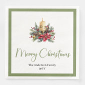 Serviette En Papier Elegant Boho Neutral Colors Christmas Wreath  (Devant)