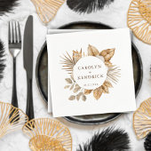 Serviette En Papier Elégant Boho Neutral Flore Accents Mariage