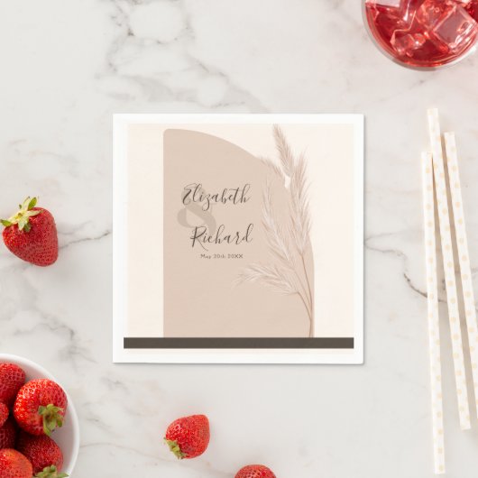 Serviette En Papier Elégant Boho Pampas Grass Mariage moderne (En situation)