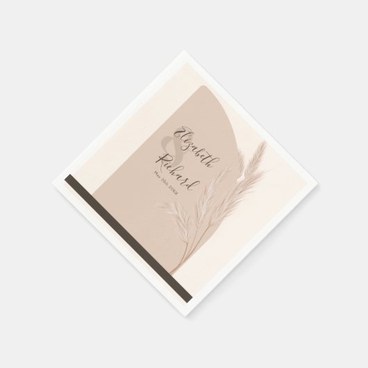 Serviette En Papier Elégant Boho Pampas Grass Mariage moderne (Coin)
