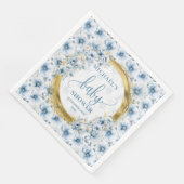 Serviette En Papier Elégant boho pastel bleu fleurs baby shower or (Coin)