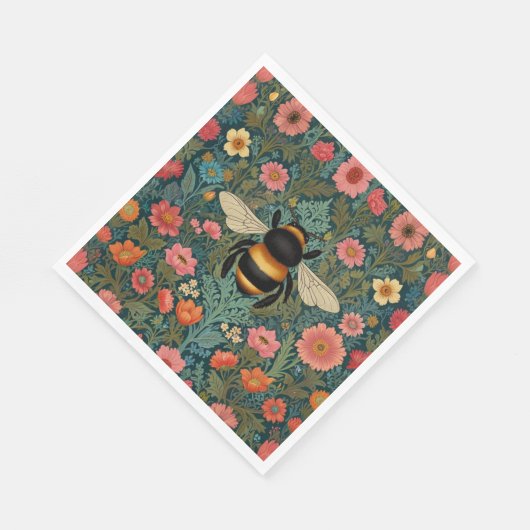 Serviette En Papier Elegant boho retro bumblebee spring florals (Coin)