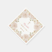 Serviette En Papier Élégant Boho rose floral Baptême Papier Napkin (Coin)