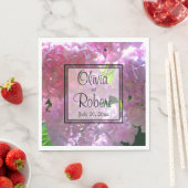 Serviette En Papier Élégant boho rose florales fleurs hydrangées (En situation)