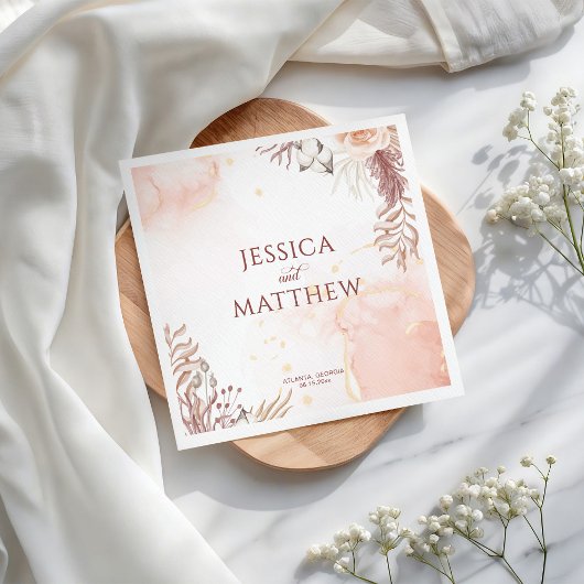 Serviette En Papier Elégant Boho Style Rose Rose Floral Accueil