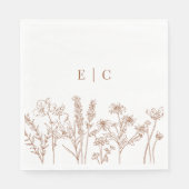 Serviette En Papier Élégant Boho Terracotta Fleur sauvage initial Mari (Devant)