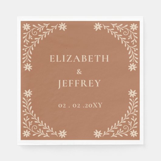 Serviette En Papier Élégant Boho Terracotta Mariage floral (Devant)