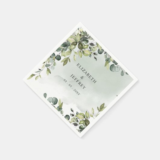 Serviette En Papier Elégant Boho verdure Eucalyptus Mariage (Coin)