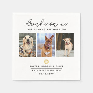 Serviette En Papier Élégant Boissons sur nous 3 Animaux Mariage photo 
