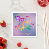 Serviette En Papier Élégant Bon Appetit Citation Floral Personnalisé (En situation)