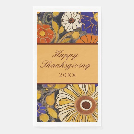 Serviette En Papier Élégant Bon thanksgiving Floral (Devant)