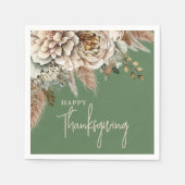 Serviette En Papier Élégant Bon thanksgiving floral automne (Devant)