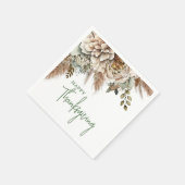 Serviette En Papier Elégant Bon thanksgiving Floral Boho (Coin)