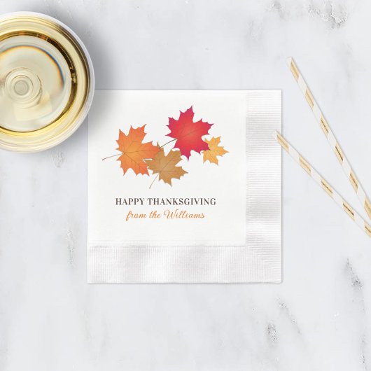 Serviette En Papier Élégant Bon thanksgiving orange Feuilles d'automne