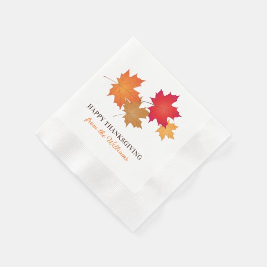 Serviette En Papier Élégant Bon thanksgiving orange Feuilles d'automne (Coin)