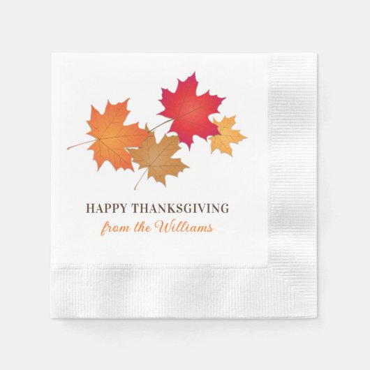 Serviette En Papier Élégant Bon thanksgiving orange Feuilles d'automne (Devant)