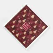 Serviette En Papier Élégant bordeaux et doré, serviettes de Noël aux a (Coin)