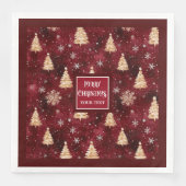 Serviette En Papier Élégant bordeaux et doré, serviettes de Noël aux a (Devant)