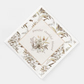 Serviette En Papier Élégant Botanique " Grateful Thankful Blessé " (Coin)