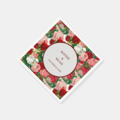 Serviette En Papier Elegant Botanique Green Red Burgundy (Coin)