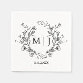 Serviette En Papier élégant botanique moderne script mariage élégant (Devant)