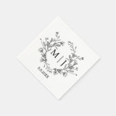 Serviette En Papier élégant botanique moderne script mariage élégant (Coin)