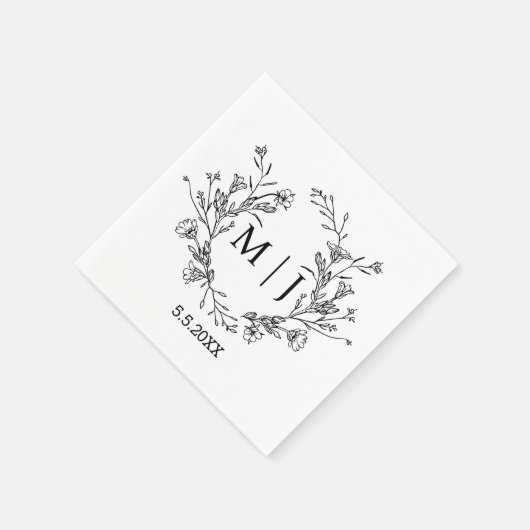 Serviette En Papier élégant botanique moderne script mariage élégant (Coin)