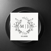 Serviette En Papier élégant botanique moderne script mariage élégant