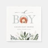 Serviette En Papier Elégant Bote Lion Foliage Oh Baby shower garçon (Devant)