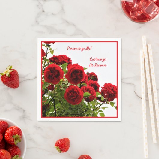 Serviette En Papier Elégant Bouquet de Rose Rouge Romantique Personnal (En situation)