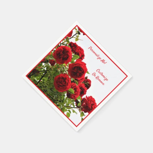 Serviette En Papier Elégant Bouquet de Rose Rouge Romantique Personnal (Coin)