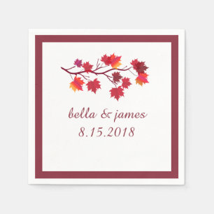 Serviette En Papier Élégant Bourgogne automne Feuilles d'automne Papie