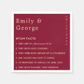 Serviette En Papier Élégant Bourgogne Gold Classy Fun Facts Mariage (Devant)