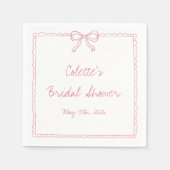 Serviette En Papier Elégant Bow Bordure main tiré Fête des mariées chi (Devant)