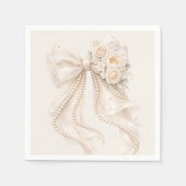 Serviette En Papier Elegant Bow Floral Baby Shower (Devant)