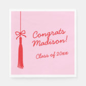 Serviette En Papier Elégant Bow Grad Tassel Rose Red 2025 Graduation (Devant)