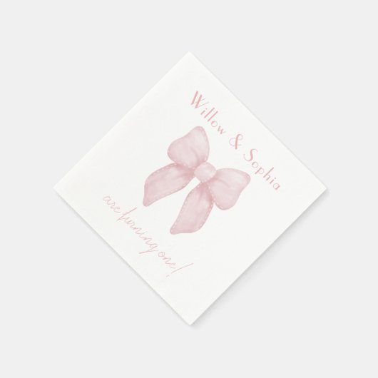 Serviette En Papier Elégant Bow rose premier anniversaire (Coin)