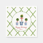 Serviette En Papier Elégant Boxwood Topiary avec treillis Holiday (Devant)