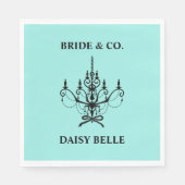 Serviette En Papier Elegant Bride & Co. Réception de mariage sarcelle (Devant)