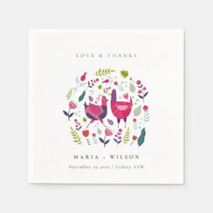 Serviette En Papier Élégant Bright Folk Farm Floral Inséparables Maria