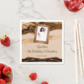 Serviette En Papier Élégant Brown Agate Photo Invitation (En situation)