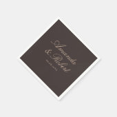 Serviette En Papier Elegant Brown Calligraphy Wedding (Coin)