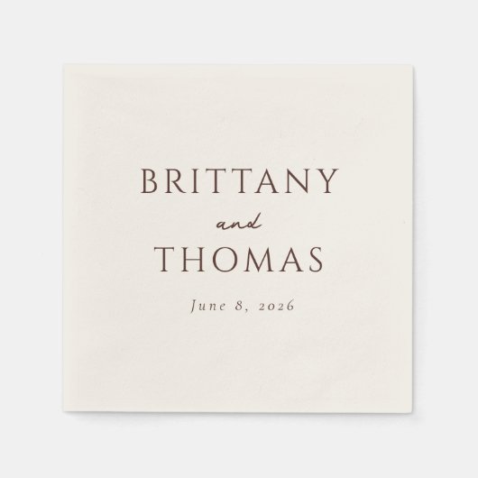 Serviette En Papier Elegant Brown Typographic (Devant)