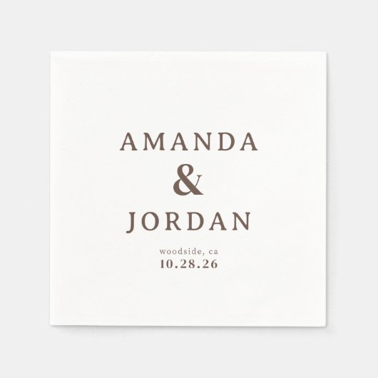 Serviette En Papier Elegant Brown Typographic (Devant)