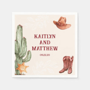 Serviette En Papier Elégant brun western rustique mariage